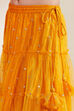 Yellow Cotton Sequined Tiered Lehenga Set image number 2