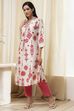 Ecru and Pink Printed Straight Kurta image number 2