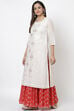 Off White Art Silk Straight Kurta image number 2