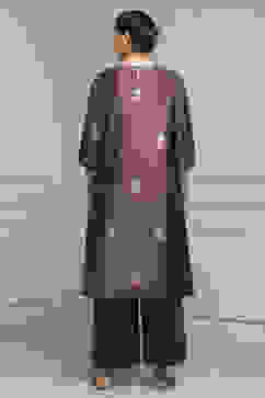 Lavender Chanderi Relaxed Dyed Kurta Pants Set image number 4