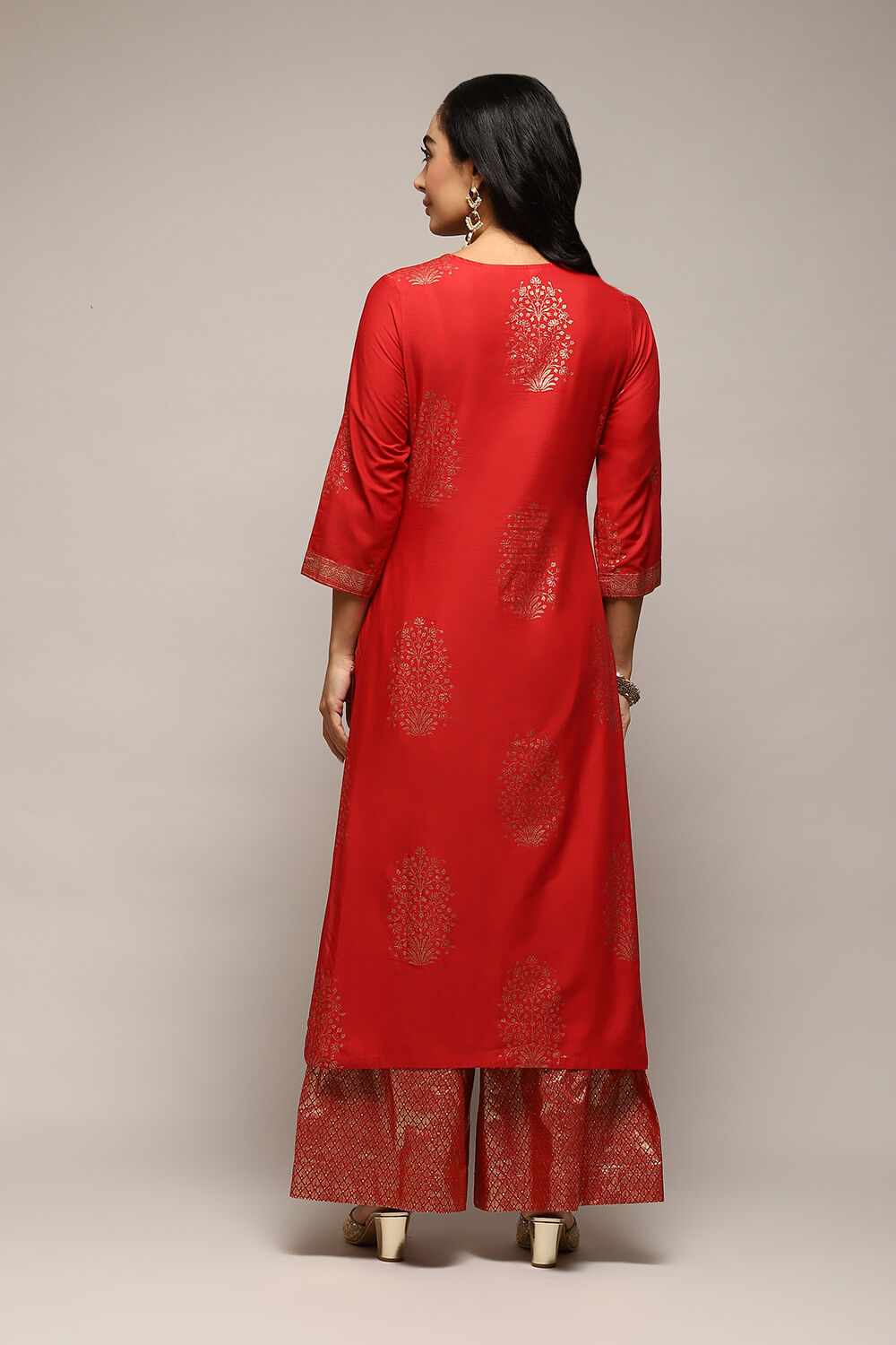 Navy Blue Cotton Straight Printed Kurta Capri Suit Set image number 4