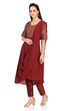 Wine Art Silk Anarkali Kurta Slim Pant Suit Set image number 3