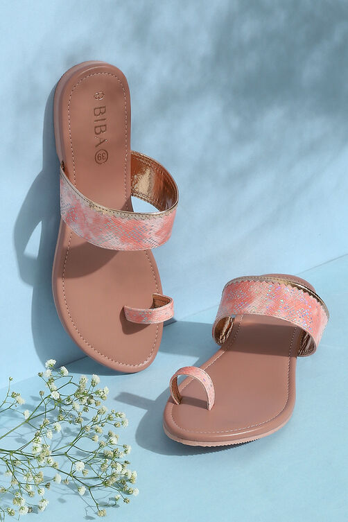 Peach Pu Ring Toe Sandals image number 0