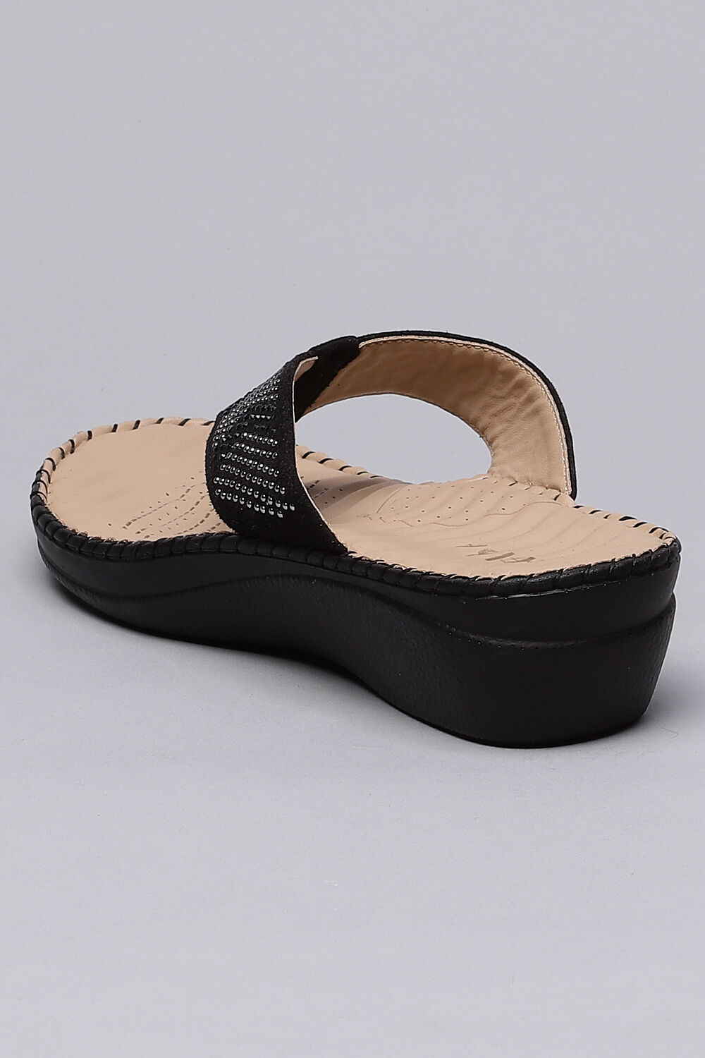 Black Synthetic Suede Sandals