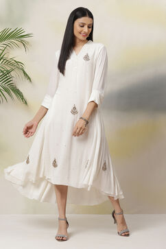 Off White Flared Cotton Kurta image number 0