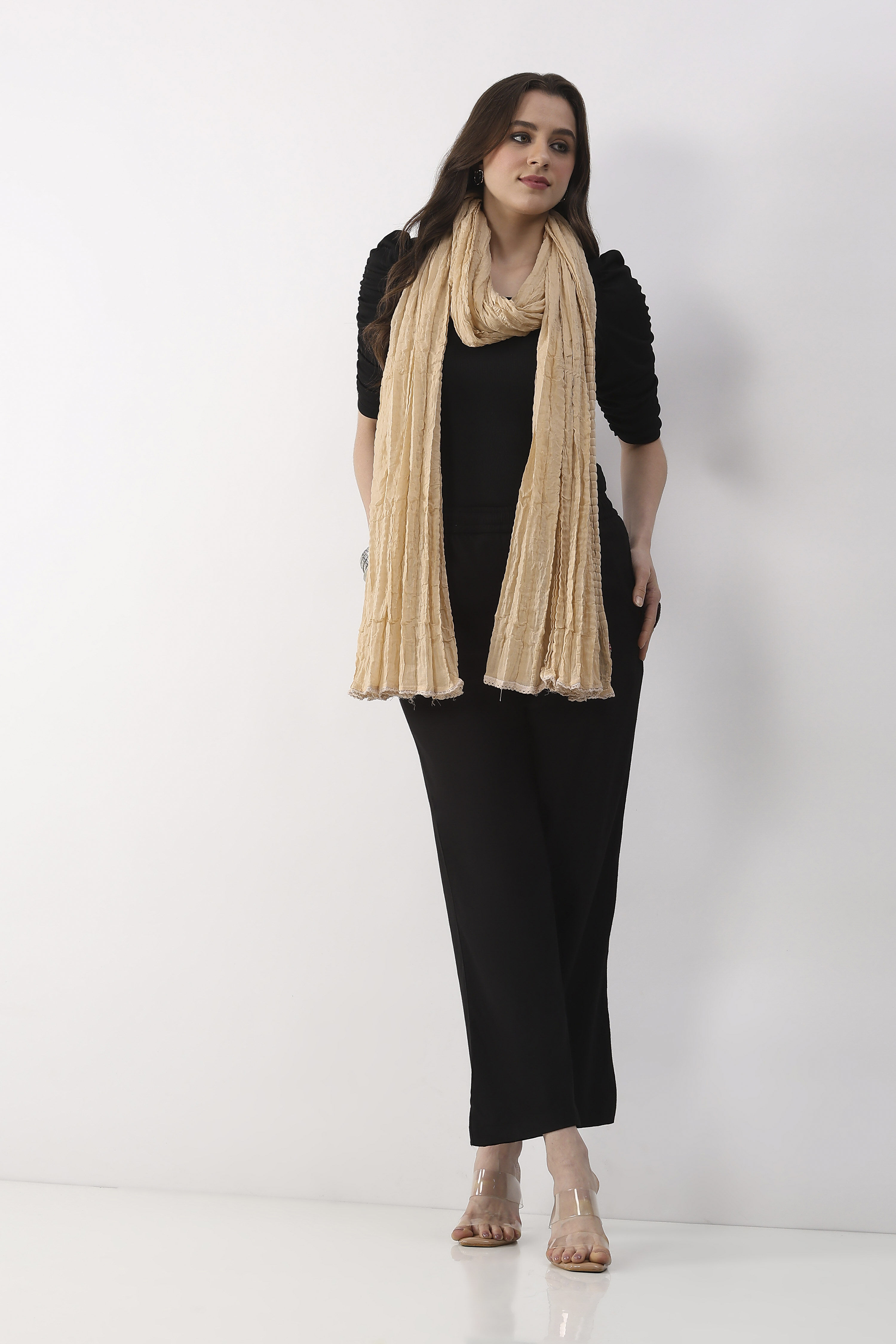Beige Cotton Dupatta image number 4