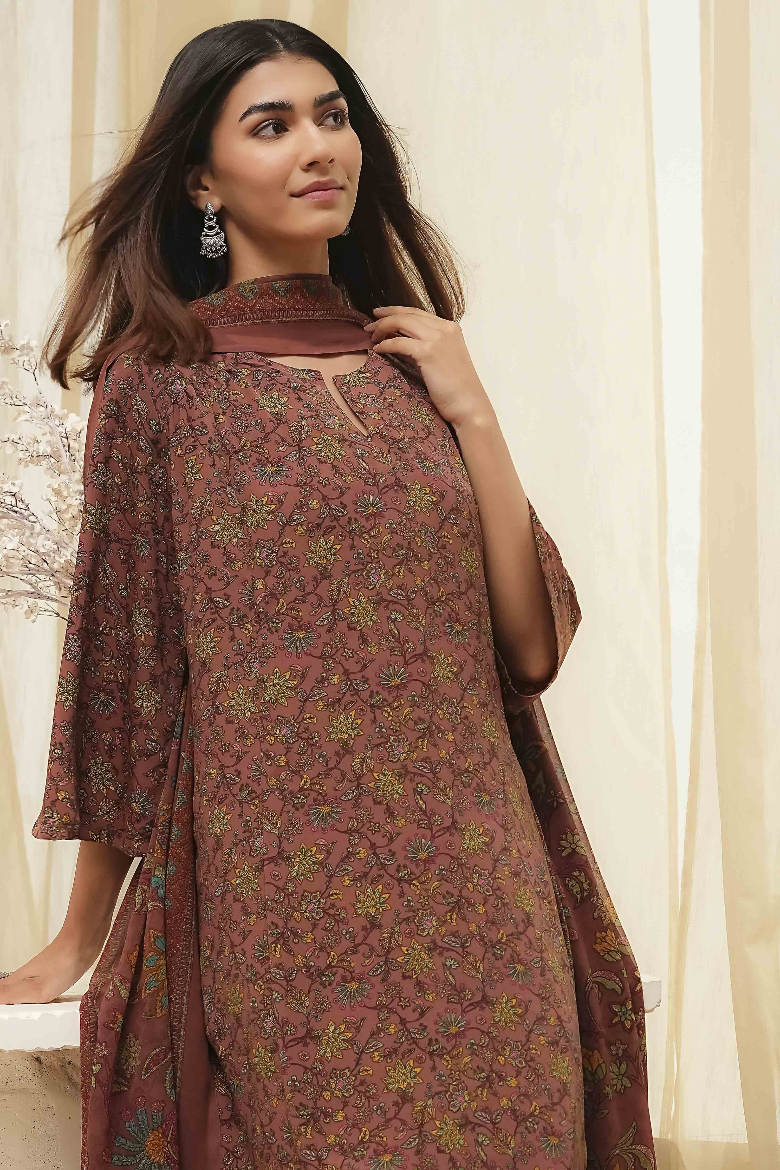 Green Art Silk Straight Suit Set image number 7