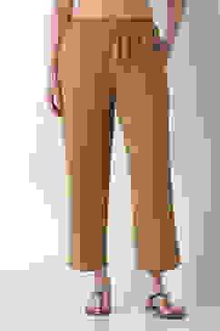 Mustard Viscose Rayon Relaxed Solid Pants image number 4