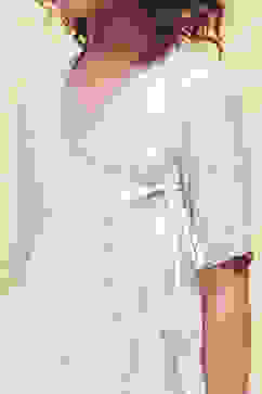 White Yarn Dyed Angrakha Anarkali Suit Set image number 1