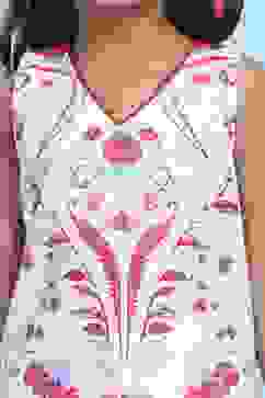 White Cotton Printed Straight Suit Set image number 1