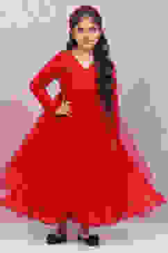Red Nylon Flared Gown image number 0