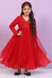 Red Nylon Flared Gown