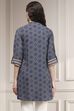 Blue Printed Relaxed Fit Short Kurta image number 3