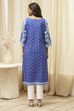 Blue Cotton Printed Straight Kurta image number 4