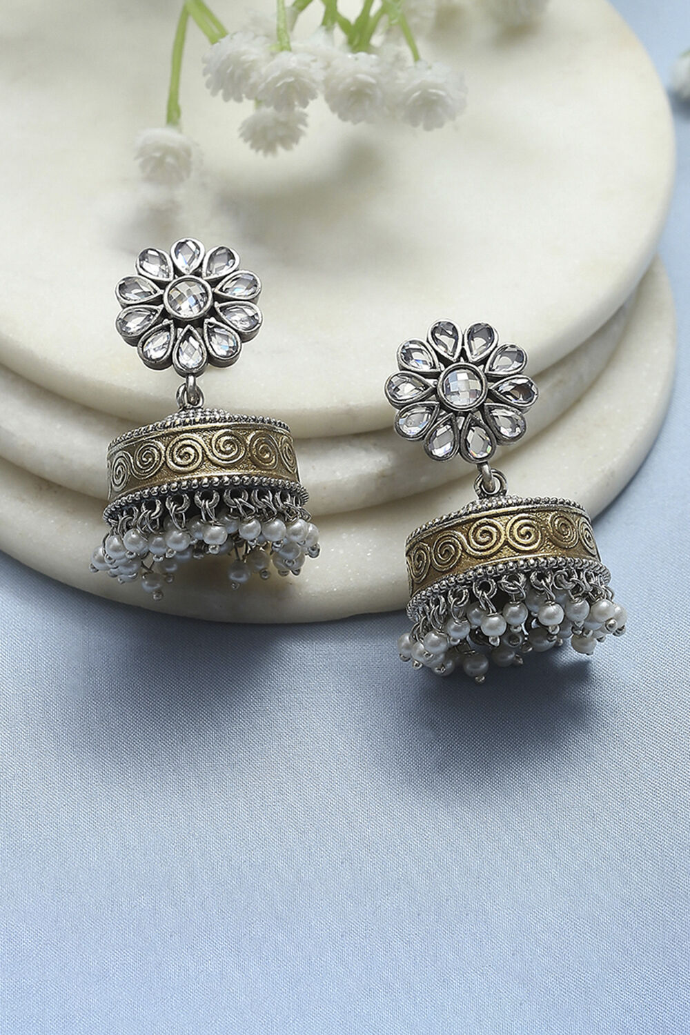 White Brass Jhumka image number 0