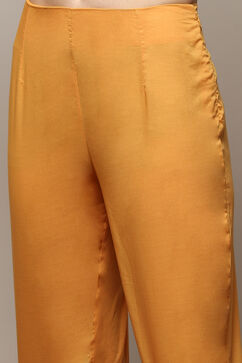 Mustard Cotton Straight Kurta Slim Pants Suit Set image number 2