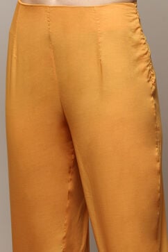 Mustard Cotton Straight Kurta Slim Pant Suit Set image number 2