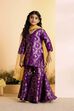 Purple Floral Printed Straight Kurta Set image number 7