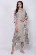 Moss Green Art Silk Straight Kurta Slim Pant Suit Set image number 4