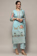 Aqua Cotton Unstitched Suit set image number 7
