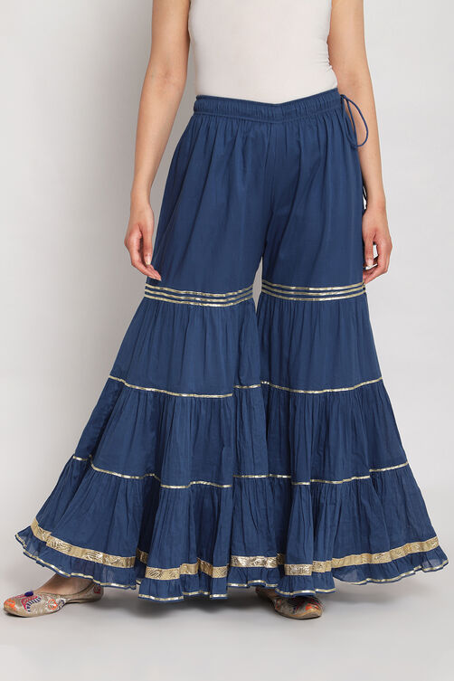 Blue Cotton Sharara Pants image number 2