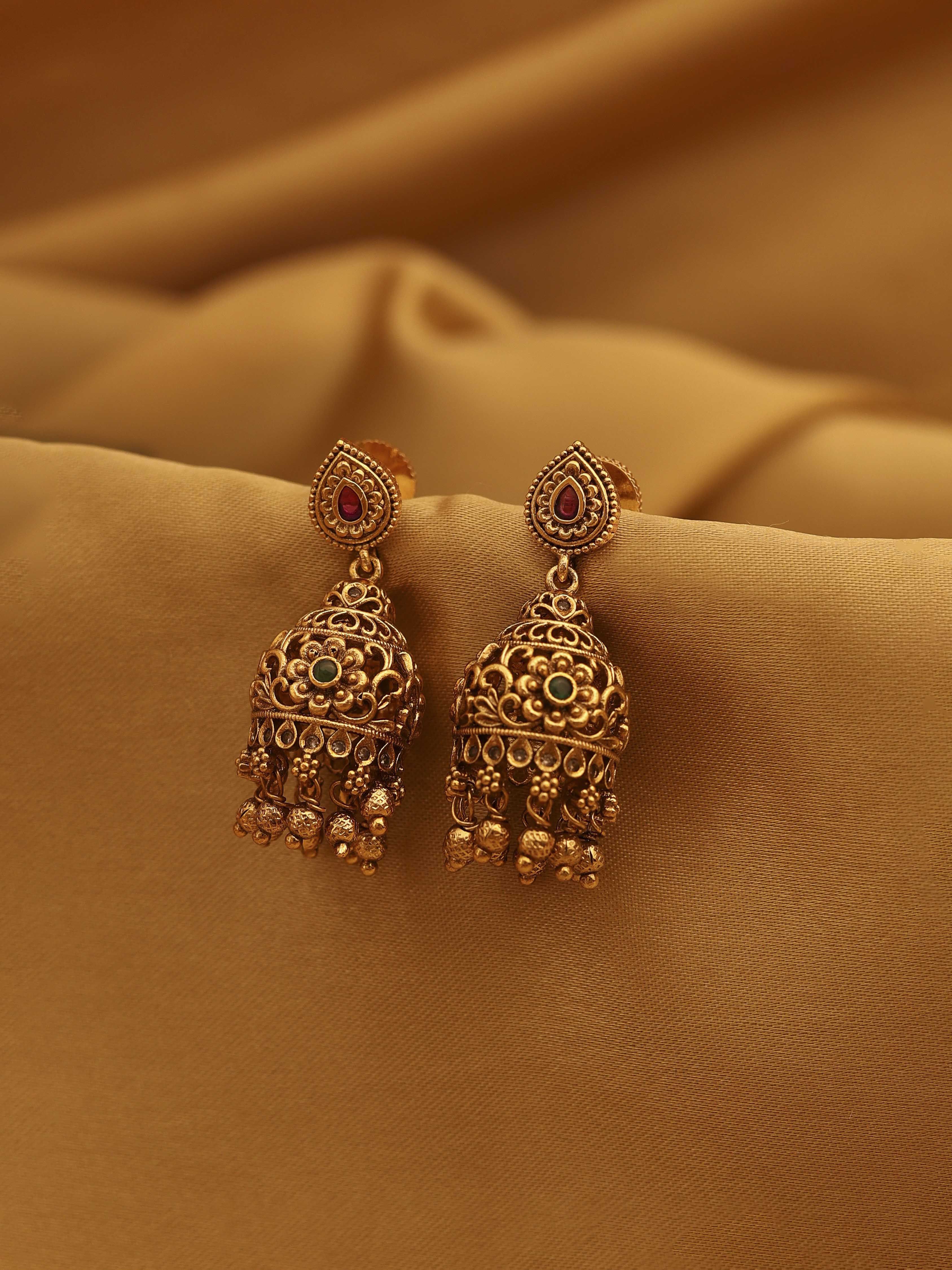 Red Gold Plated Brass Drop & Dangler Earrings image number 0