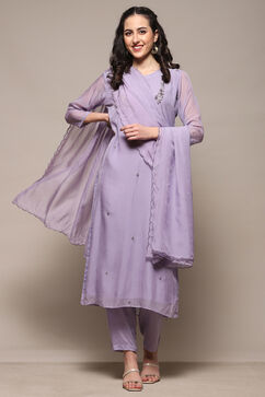 Lilac Organza Unstitched Suit Set image number 1
