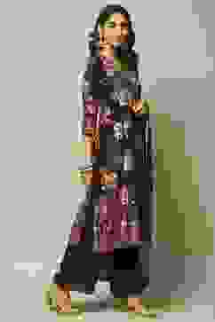 Choco Brown Viscose Straight Kurta Palazzo Suit Set image number 5