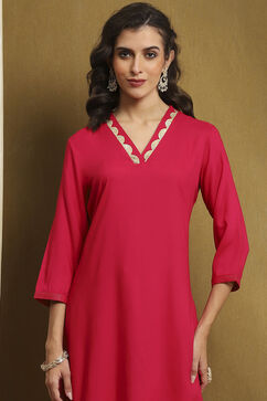 Fuchsia Solid Straight Kurta image number 1
