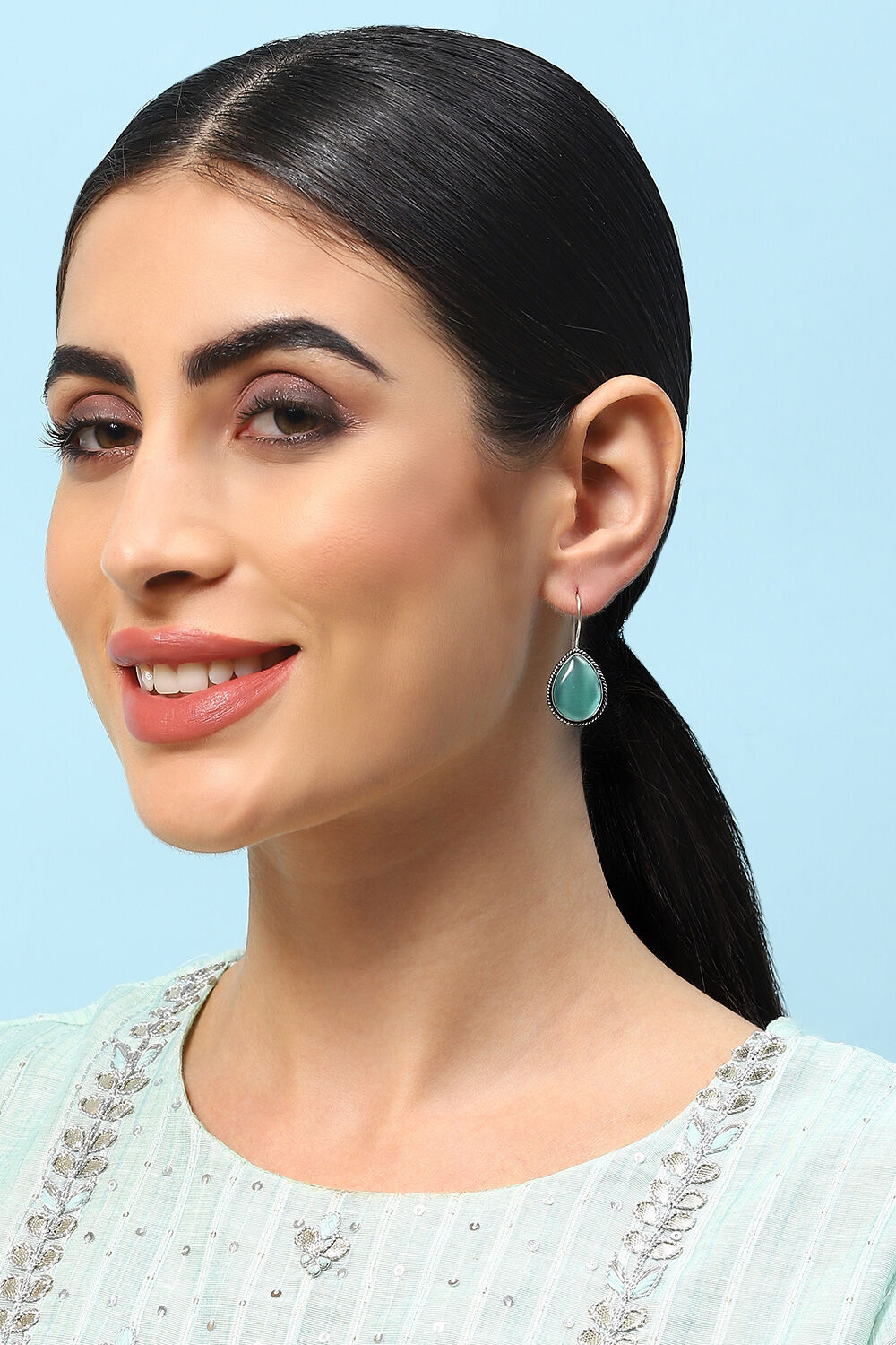 Light Blue Brass Earrings image number 3