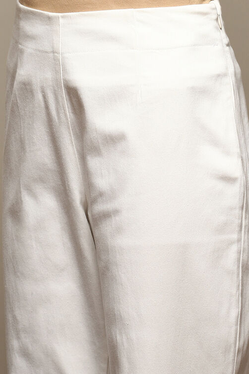 Off White Cotton Relaxed Pants image number 1
