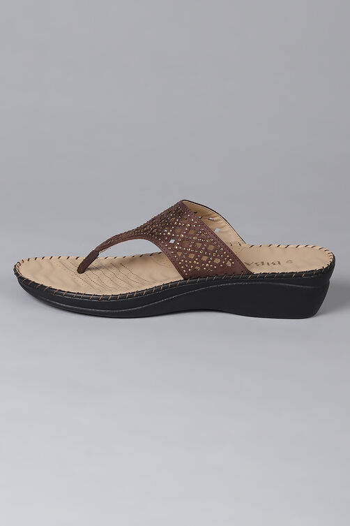 Brown Synthetic Suede Sandals image number 4