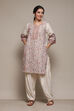 Off White Cotton Blend Straight Yarndyed 2 Piece Set image number 0