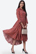 Rust Rayon Flared Printed Dress image number 5