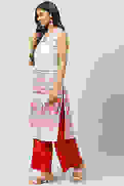 Green Art Silk Straight Printed Kurta image number 2