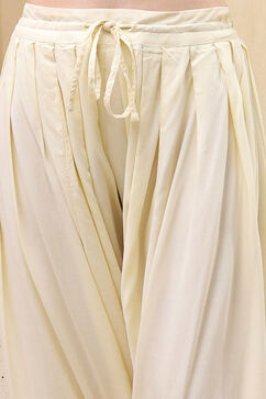 Cream Poly Viscose Straight Kurta Salwar Pant Suit Set image number 2