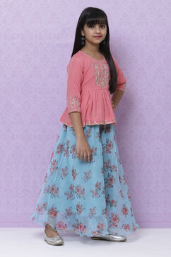 Pink And Turquoise A-Line Poly Cotton Tunics image number 5