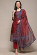 Red Chanderi Unstitched Suit Set image number 8