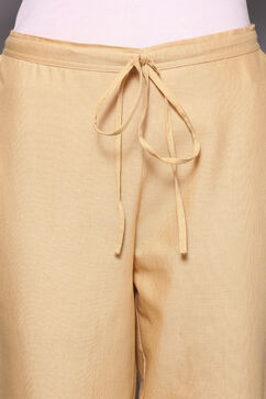 Beige Cotton Flax Regular Pants image number 1