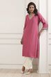 Onion Pink Solid Straight Kurta