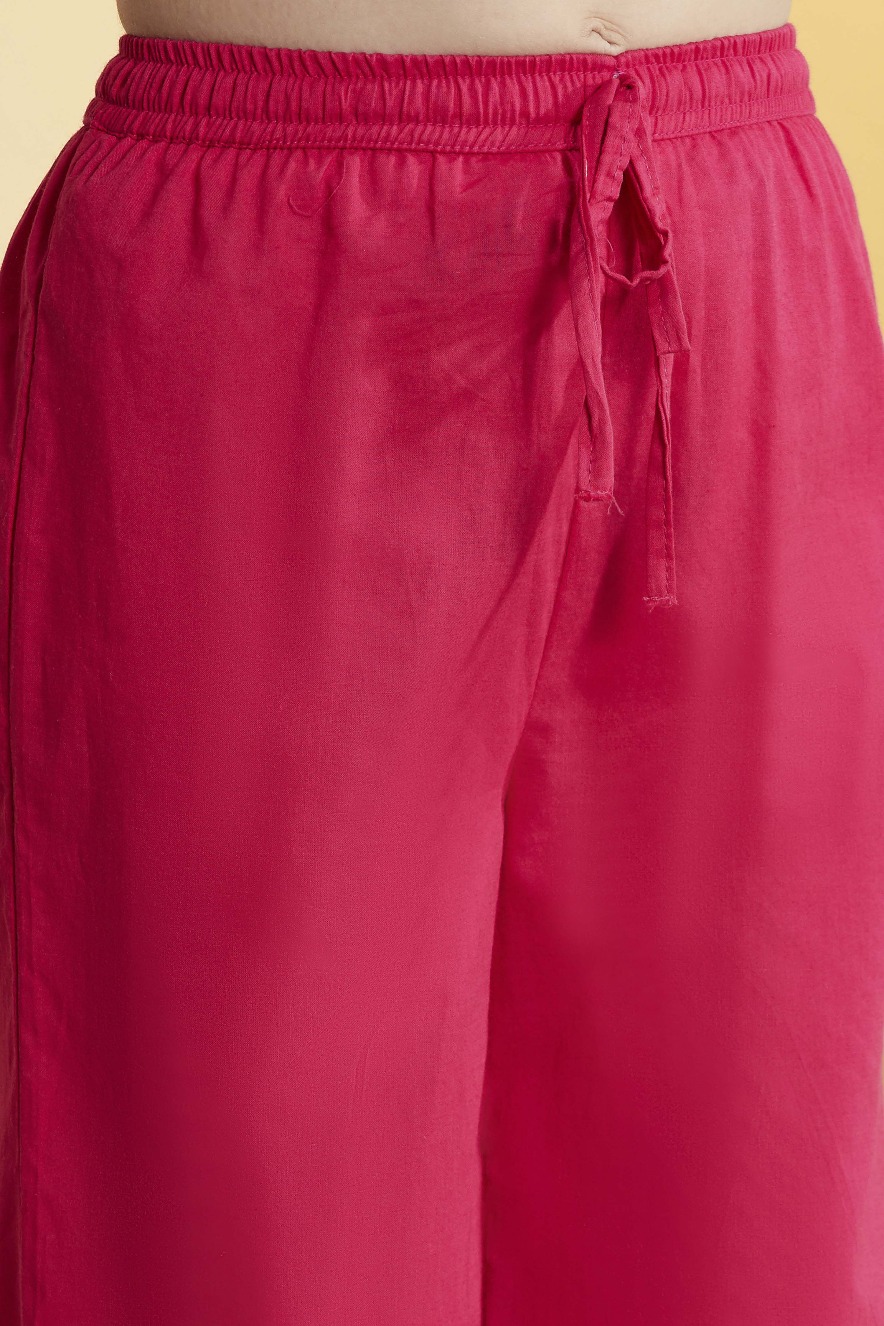 Pink Printed Straight Cotton Kurta Set image number 2