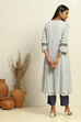 White and Rust Cotton Festive Kalidar Suit Set image number 4