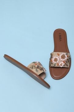 Brown Embroidered Sandals image number 2