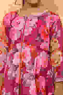 Pink Floral Printed Flared Festive Suit Set image number 1