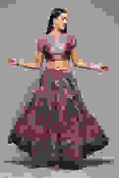 Coffee Brown Poly Dupion Printed 2 Piece Set image number 0