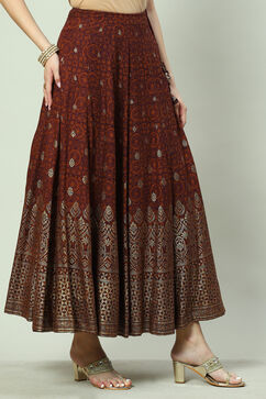 Brown LIVA Flared Skirt image number 3