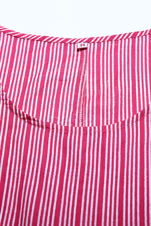 Blue Cotton Tiered Kurta image number 3