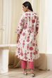 Ecru and Pink Printed Straight Kurta image number 3