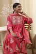 Coral-Red Silk Chanderi Gathered Suit Set image number 7