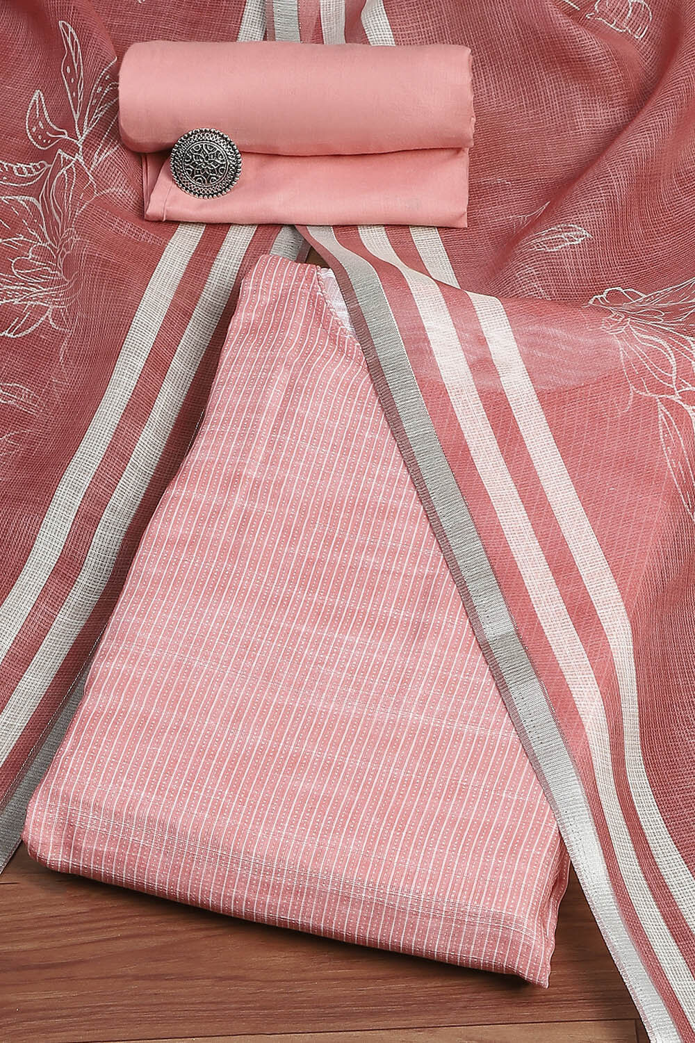 Yellow Linen Blend Woven Unstitched Suit Set image number 0